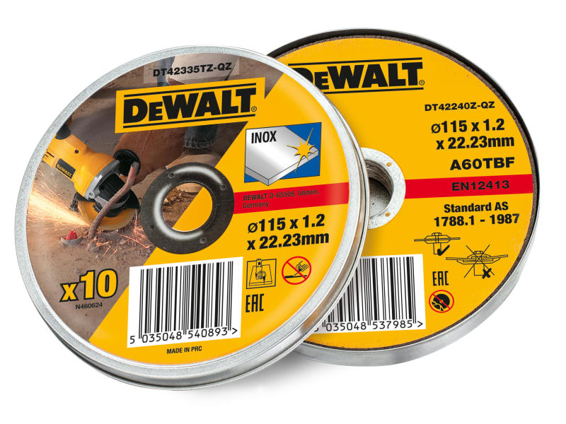 DT42335TZ Inox Metal/Stainless Cutting Disc 115 x 1.2 x 22.23mm (Tin of 10) | DEWDT42335TZ