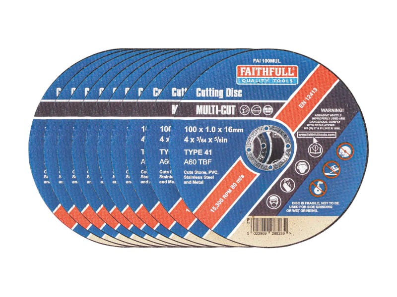 Multi-Purpose Cutting Disc 100 x 1.0 x 16mm (Pack 10) | FAI10010MUL