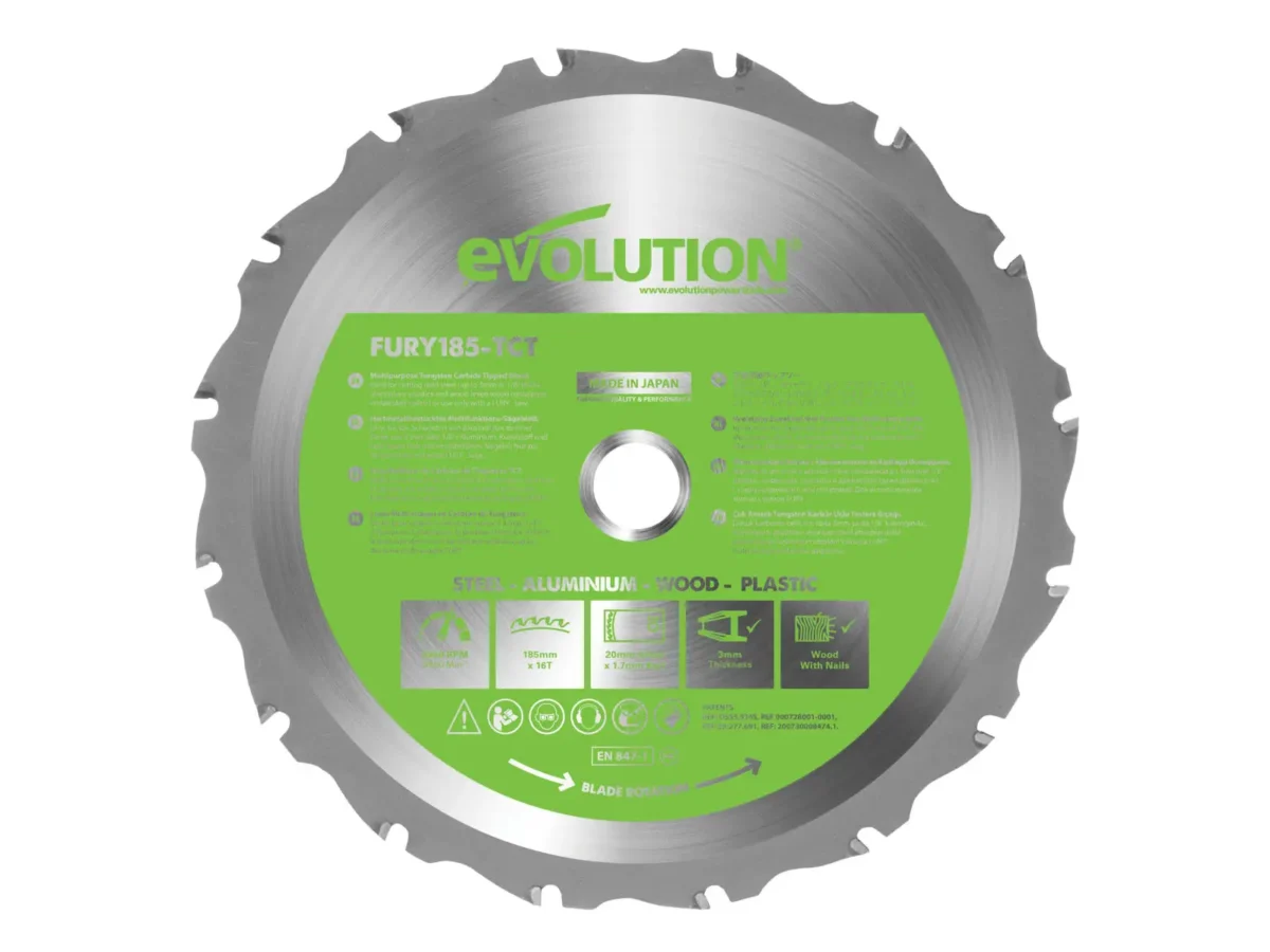 FURY® Multi-Purpose TCT Circular Saw Blade 185 x 20mm x 16T | EVLF185MULTI