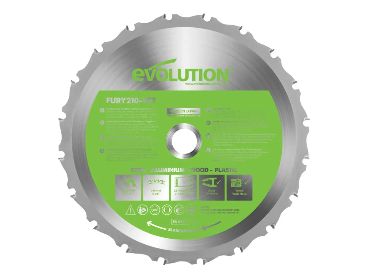 FURY® Multi-Purpose TCT Circular Saw Blade 210 x 25.4mm x 20T | EVLF210MULTI
