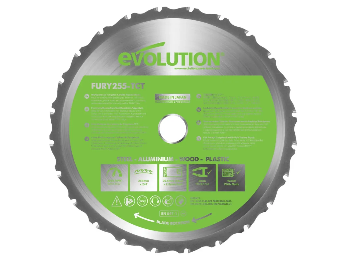 FURY® Multi-Purpose TCT Circular Saw Blade 255 x 25.4mm x 24T | EVLF255MULTI