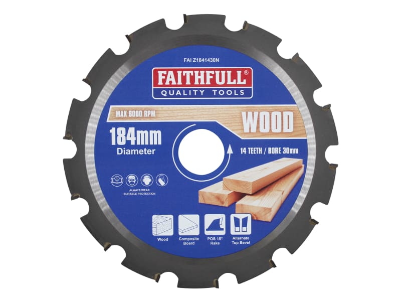 TCT Circular Saw Blade Nail Cutting 184 x 30mm x 14T NEG | FAIZ1841430N