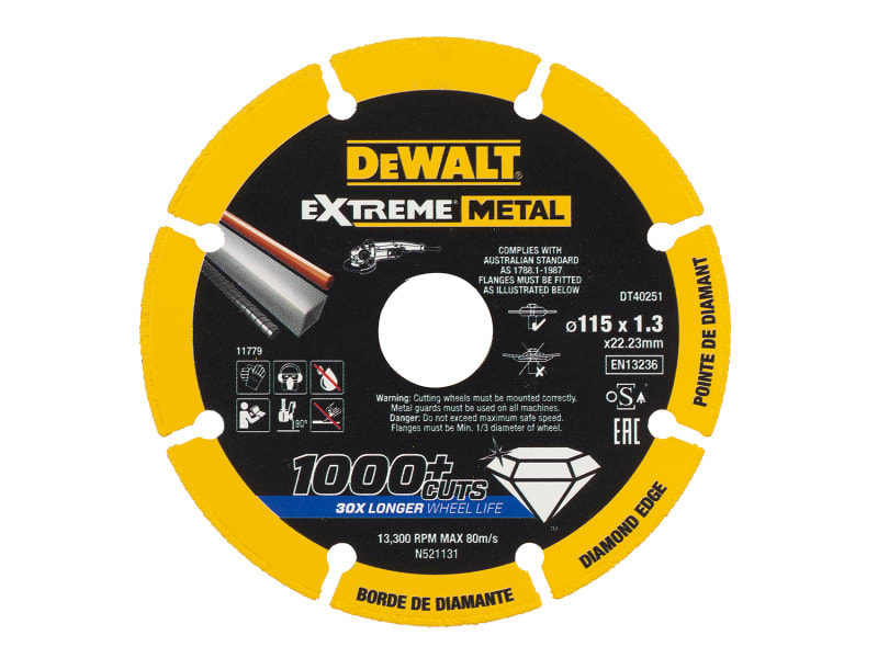 DT40251 Extreme Diamond Metal Cutting Disc 115 x 22.23 x 1.3mm | DEWDT40251QZ