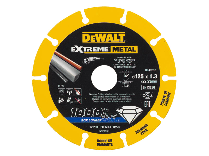 DT40252 Extreme Diamond Metal Cutting Disc 125 x 22.23 x 1.3mm | DEWDT40252QZ