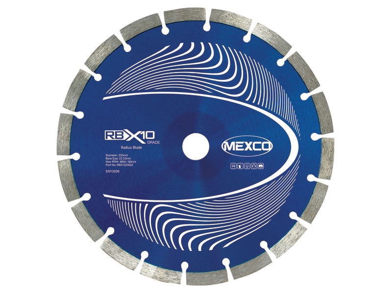 RB X10 Radius / Curve Cutting Diamond Blade 230 x 22.23mm | MEXRBX10230