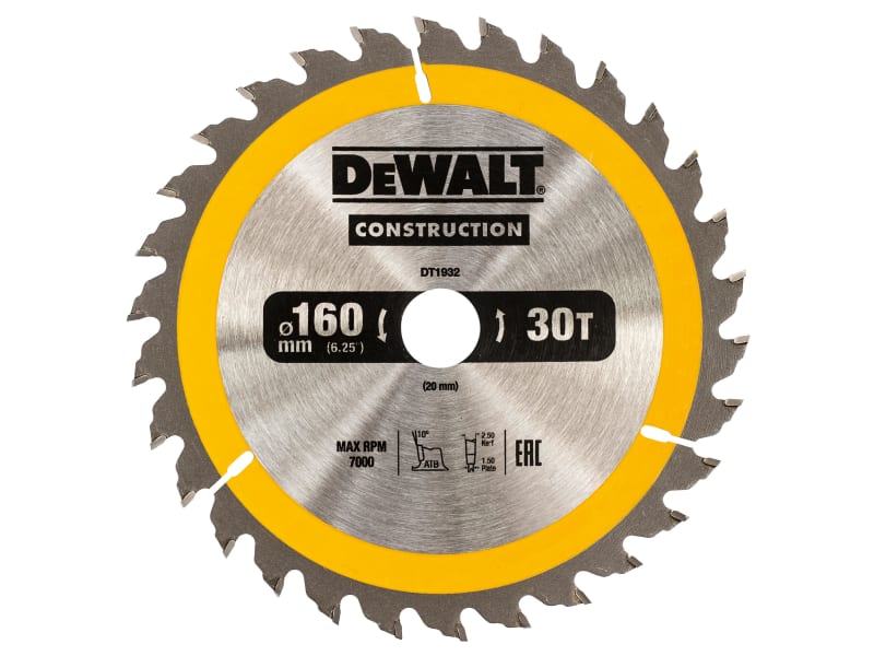 Portable Construction Circular Saw Blade 160 x 20mm x 30T | DEWDT1932QZ