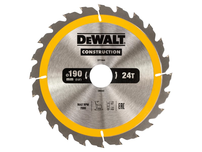 Portable Construction Circular Saw Blade 190 x 30mm x 24T | DEWDT1944QZ