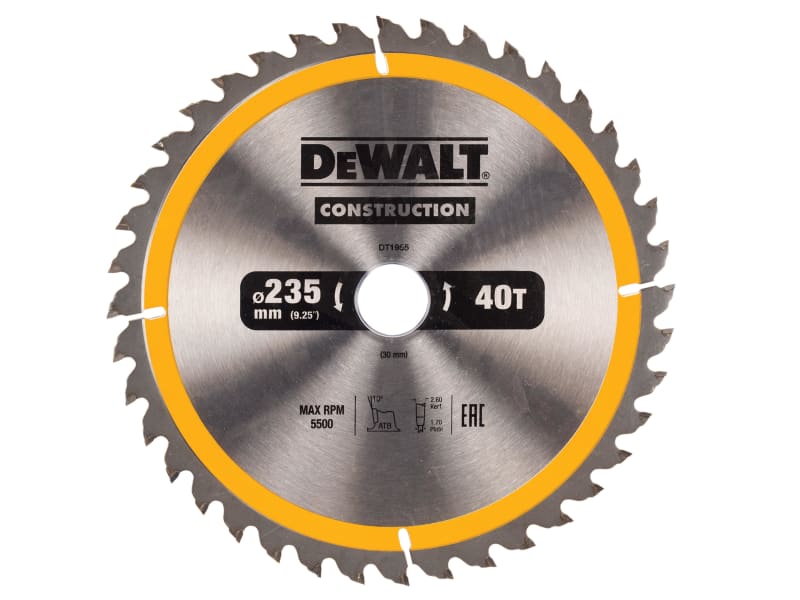 Portable Construction Circular Saw Blade 235 x 30mm x 40T | DEWDT1955QZ