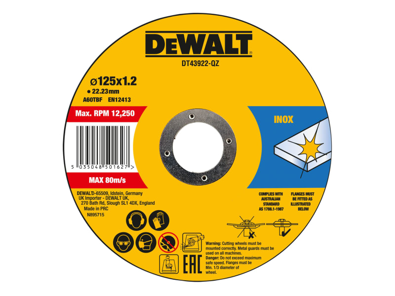 Metal Cutting Disc 125 X 1.2 X 22.23mm (Pack of 10) | DEWDT43922QZ