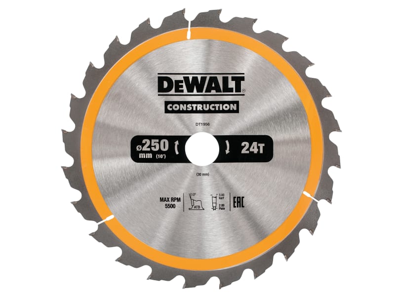 Stationary Construction Circular Saw Blade 250 x 30mm x 24T | DEWDT1956QZ