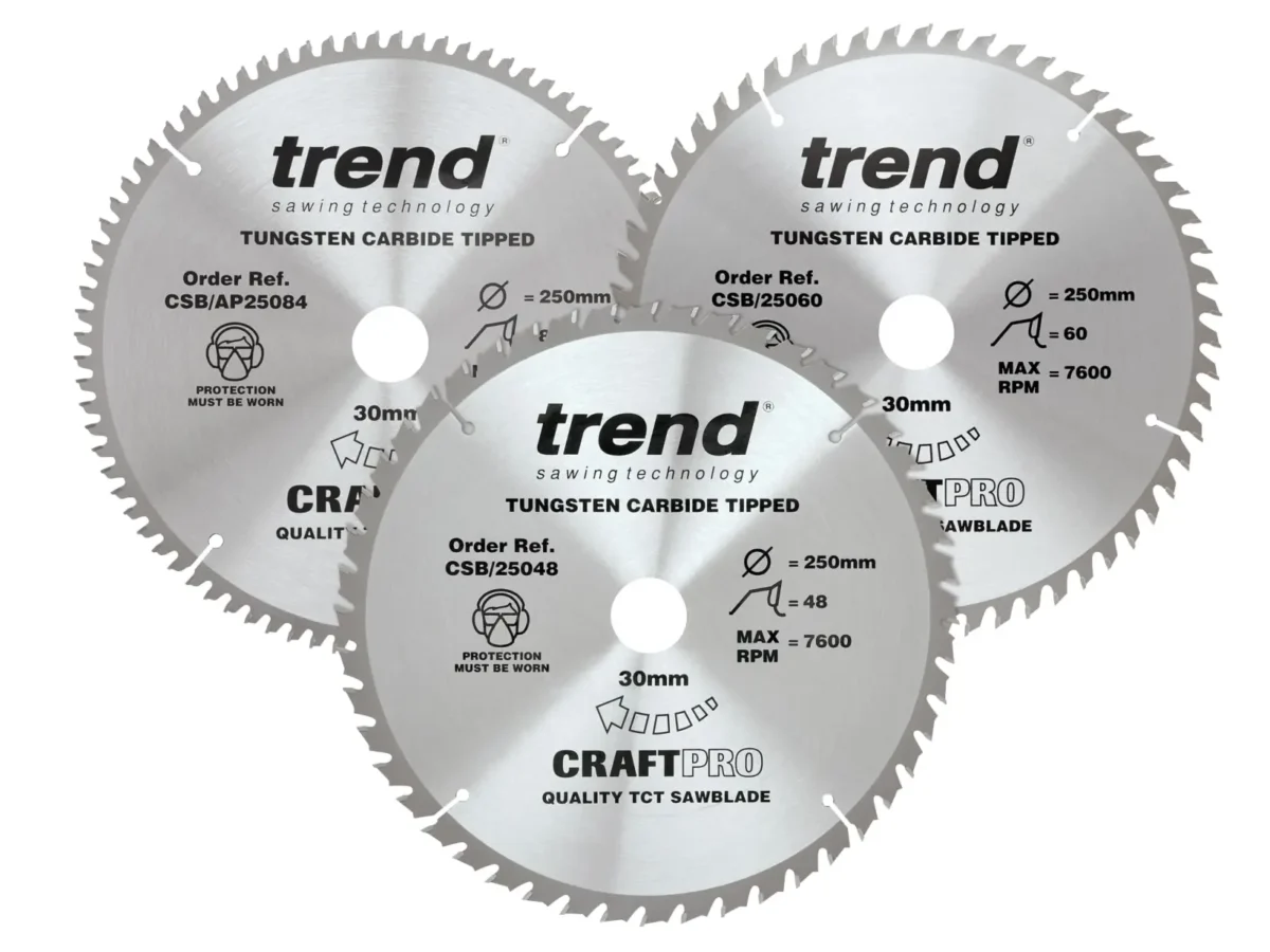 CraftPro Table Saw Blade 250 x 30mm x 48T/60T/84T (Pack 3) | TRECSB250P3