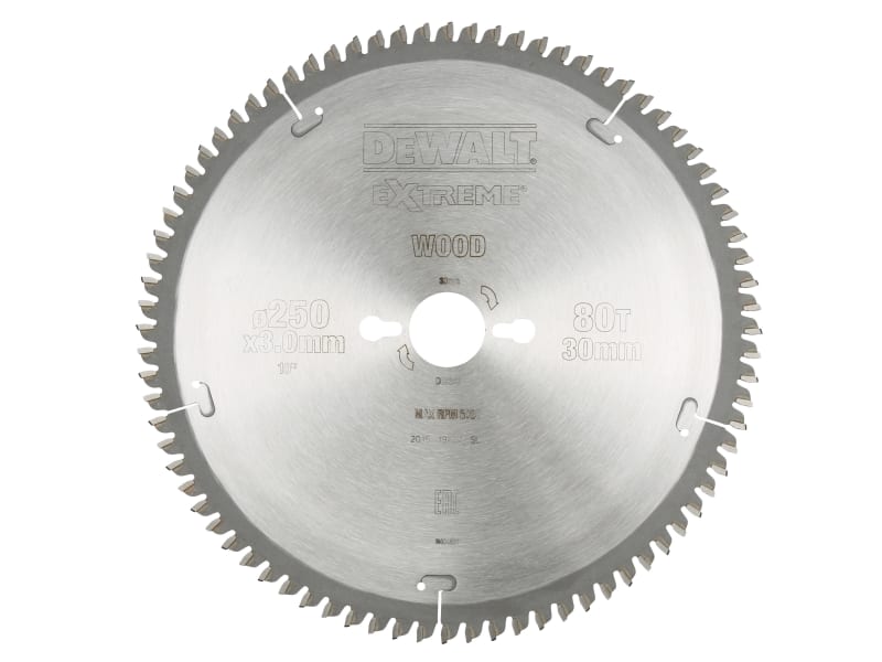 Series 40 Circular Saw Blade 250 x 30mm x 80T TCG/Neg | DEWDT4287QZ