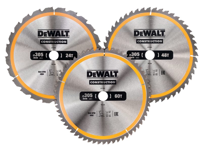 DT1964 Construction Circular Saw Blade 3 Pack 305 x 30mm x 24T/48T/60T | DEWDT1964QZ