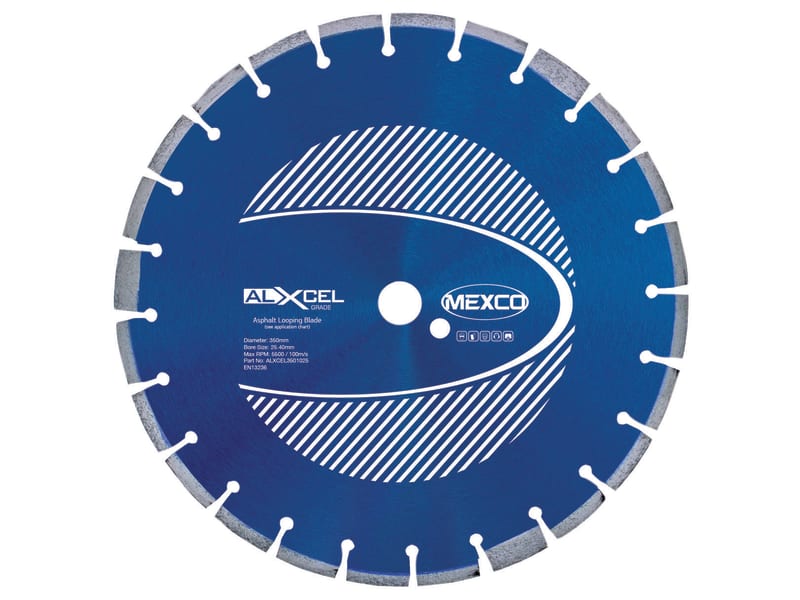 Asphalt Looping Diamond Blade 350 x 25.4mm x 10mm Width | MEXALXL35010