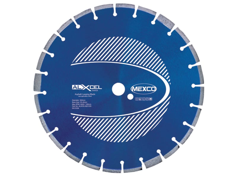 Asphalt Looping Diamond Blade 350 x 25.4mm x 12mm Width | MEXALXL35012