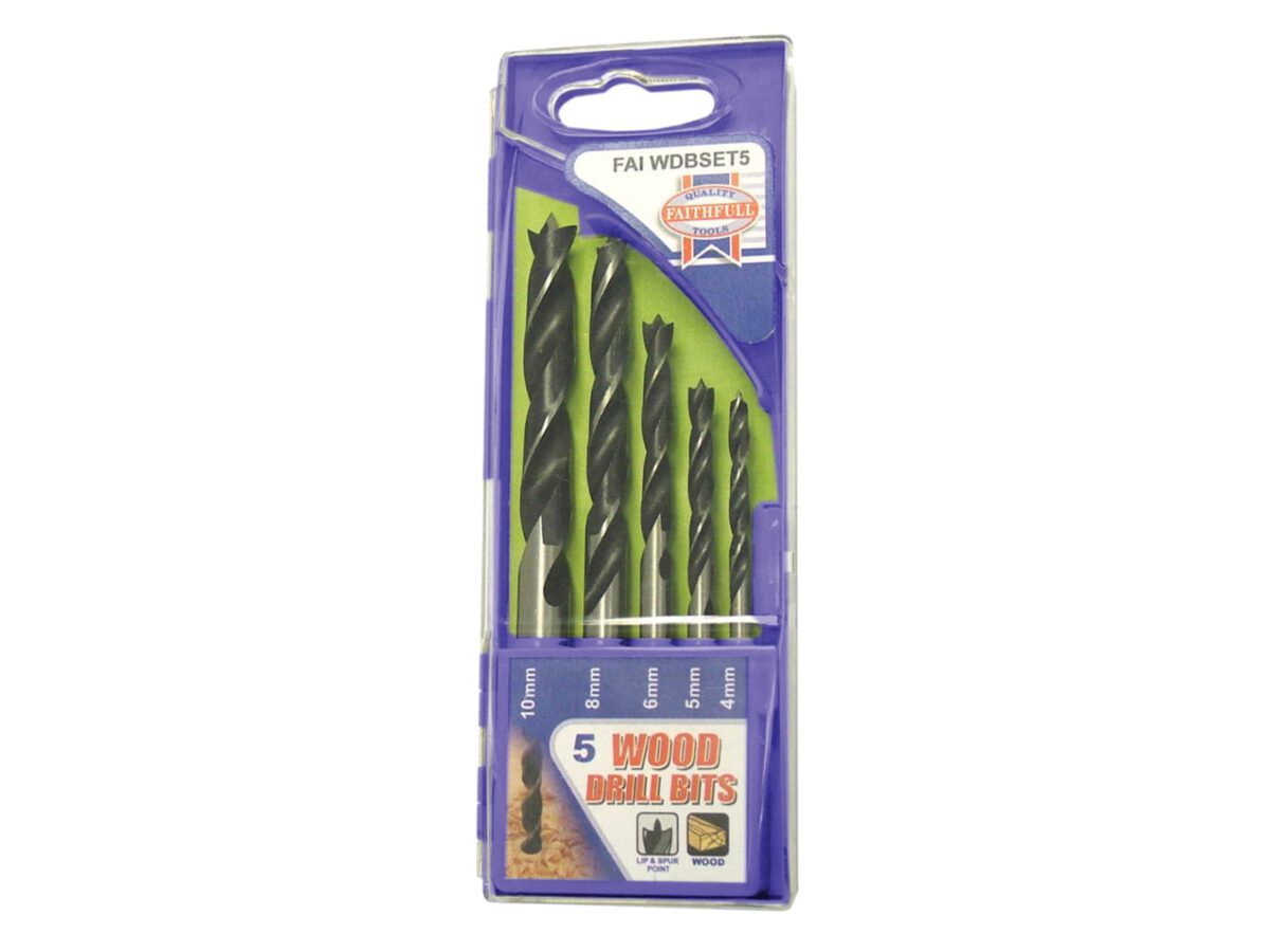 Lip & Spur Wood Drill Bit Set, 5 Piece | FAIWDBSET5